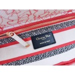 DIOR MEDIUM LADY D-LITE BAG Red and White D-Royaume d'Amour Embroidery