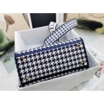 DIOR MEDIUM LADY D-LITE BAG Black and White Houndstooth Embroidery