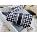 DIOR MEDIUM LADY D-LITE BAG Black and White Houndstooth Embroidery