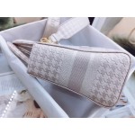 DIOR MEDIUM LADY D-LITE BAG Rose Des Vents Houndstooth Embroidery