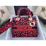 DIOR MEDIUM LADY D-LITE BAG Red Multicolor Mizza Embroidery