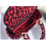 DIOR MEDIUM LADY D-LITE BAG Red Multicolor Mizza Embroidery