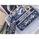 DIOR MEDIUM LADY D-LITE BAG Blue Palms Embroidery