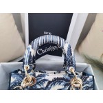 DIOR MEDIUM LADY D-LITE BAG Blue Palms Embroidery