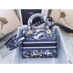 DIOR MEDIUM LADY D-LITE BAG Blue Palms Embroidery