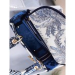 DIOR MEDIUM LADY D-LITE BAG Blue Palms Embroidery