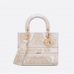 DIOR MEDIUM LADY D-LITE BAG Gold-Tone Dior Around the World Stella Embroidery