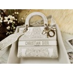 DIOR MEDIUM LADY D-LITE BAG Gold-Tone Dior Around the World Stella Embroidery