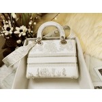 DIOR MEDIUM LADY D-LITE BAG Gold-Tone Dior Around the World Stella Embroidery