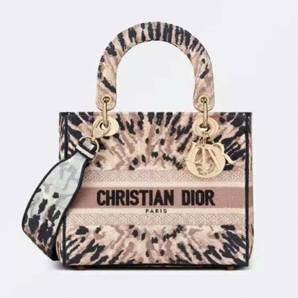 DIOR MEDIUM LADY D-LITE BAG Multicolor Tie & Dior Embroidery