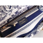 DIOR MEDIUM LADY D-LITE BAG Navy Blue Toile de Jouy Stripes Embroidery