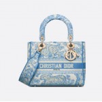 DIOR MEDIUM LADY D-LITE BAG Cornflower Blue Toile de Jouy Embroidery