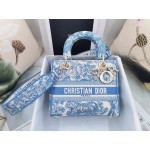 DIOR MEDIUM LADY D-LITE BAG Cornflower Blue Toile de Jouy Embroidery