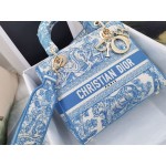 DIOR MEDIUM LADY D-LITE BAG Cornflower Blue Toile de Jouy Embroidery