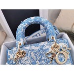 DIOR MEDIUM LADY D-LITE BAG Cornflower Blue Toile de Jouy Embroidery