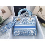 DIOR MEDIUM LADY D-LITE BAG Cornflower Blue Toile de Jouy Embroidery