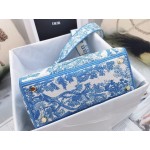 DIOR MEDIUM LADY D-LITE BAG Cornflower Blue Toile de Jouy Embroidery