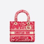 DIOR MEDIUM LADY D-LITE BAG Red Toile de Jouy Reverse Embroidery