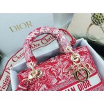 DIOR MEDIUM LADY D-LITE BAG Red Toile de Jouy Reverse Embroidery