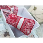 DIOR MEDIUM LADY D-LITE BAG Red Toile de Jouy Reverse Embroidery