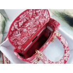 DIOR MEDIUM LADY D-LITE BAG Red Toile de Jouy Reverse Embroidery