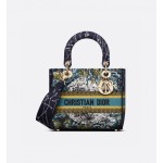 DIOR MEDIUM LADY D-LITE BAG Blue Dior Zodiac Embroidery