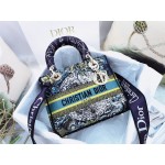 DIOR MEDIUM LADY D-LITE BAG Blue Dior Zodiac Embroidery