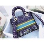 DIOR MEDIUM LADY D-LITE BAG Blue Dior Zodiac Embroidery