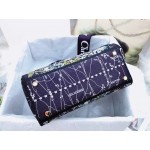 DIOR MEDIUM LADY D-LITE BAG Blue Dior Zodiac Embroidery