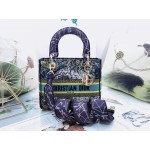 DIOR MEDIUM LADY D-LITE BAG Blue Dior Zodiac Embroidery