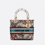 DIOR MEDIUM LADY D-LITE BAG Latte Multicolor Dior Zodiac Embroidery