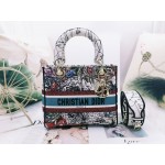 DIOR MEDIUM LADY D-LITE BAG Latte Multicolor Dior Zodiac Embroidery