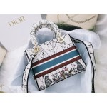 DIOR MEDIUM LADY D-LITE BAG Latte Multicolor Dior Zodiac Embroidery