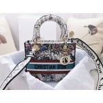 DIOR MEDIUM LADY D-LITE BAG Latte Multicolor Dior Zodiac Embroidery