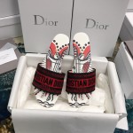 DIOR DWAY SLIDE Embroidered Cotton with Black and Red Cupidon Motif