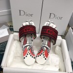 DIOR DWAY SLIDE Embroidered Cotton with Black and Red Cupidon Motif