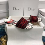 DIOR DWAY SLIDE Embroidered Cotton with Black and Red Cupidon Motif