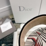 DIOR DWAY SLIDE Embroidered Cotton with Black and Red Cupidon Motif