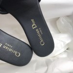 DIOR DWAY SLIDE Black Embroidered Cotton