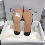 DIOR DWAY SLIDE Black Embroidered Cotton