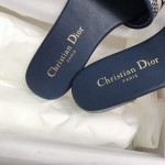 DIOR DWAY SLIDE Deep Blue Embroidered Cotton