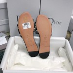 DIOR DWAY SLIDE Deep Blue Embroidered Cotton