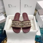 DIOR DWAY SLIDE Burgundy Embroidered Cotton