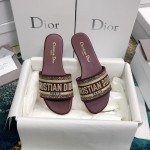 DIOR DWAY SLIDE Burgundy Embroidered Cotton