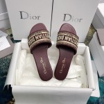 DIOR DWAY SLIDE Burgundy Embroidered Cotton