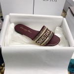 DIOR DWAY SLIDE Burgundy Embroidered Cotton