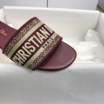 DIOR DWAY SLIDE Burgundy Embroidered Cotton