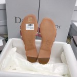 DIOR DWAY SLIDE Dark Nude D-Stripes Embroidered Cotton