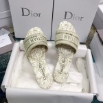 DIOR DWAY SLIDE Dior Around the World Stella Embroidered Cotton with Gold-Tone Metallic Thread