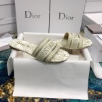 DIOR DWAY SLIDE Dior Around the World Stella Embroidered Cotton with Gold-Tone Metallic Thread